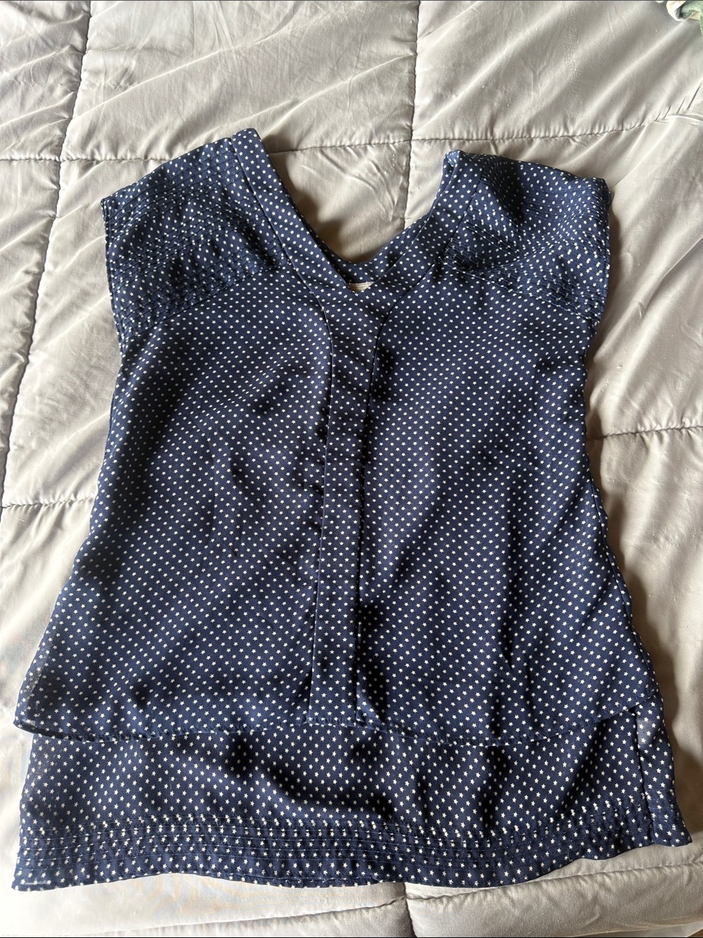 Converse Navy Blue Polka Dot Cap Sleeve Blouse